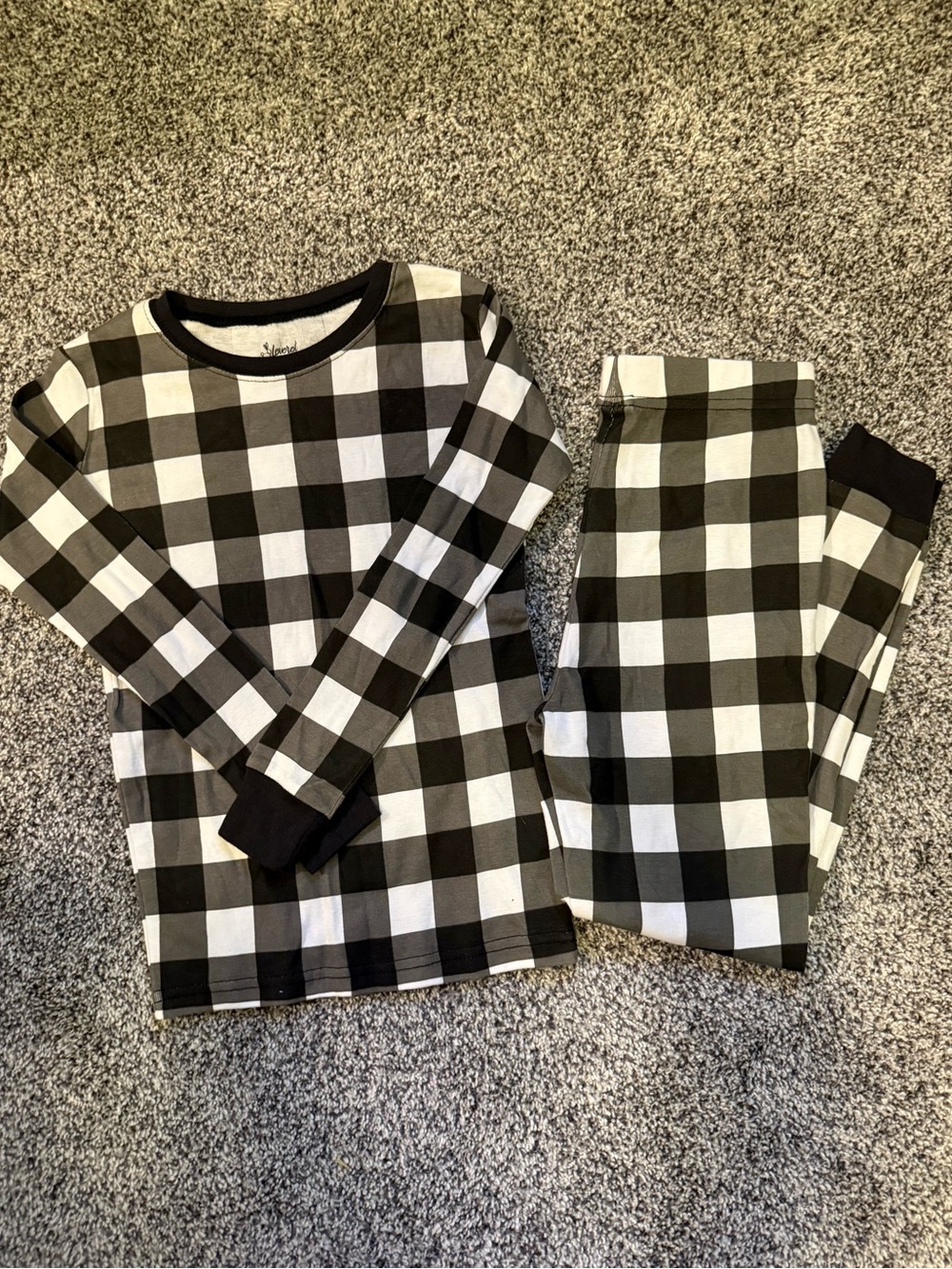 Black & White Buffalo Check Kids Pajama Set Size 8